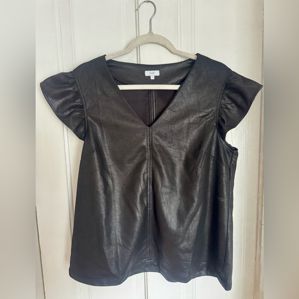 Piper & Scoot Faux Leather Top